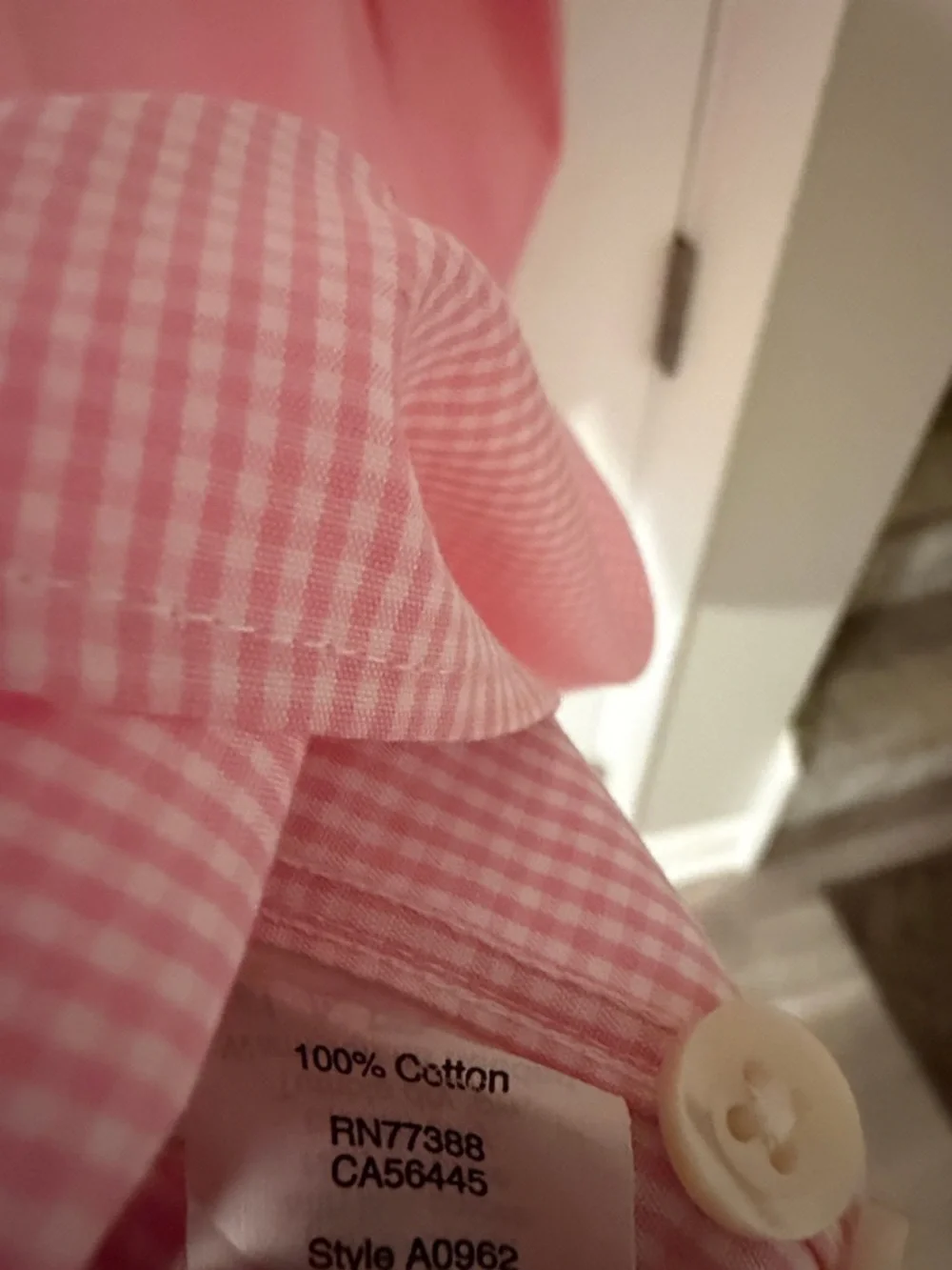 J. Crew Pink Men's Pink Gingham Thompson Dress Shirt Large 16-16.5 Wrinkle Free